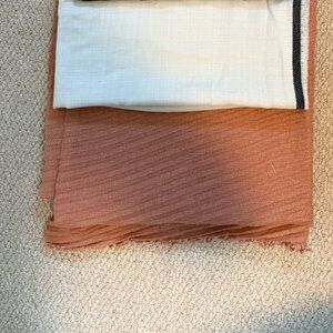 Nordstrom Set of 2 Stylish Orange and Cream Oblong Scarves